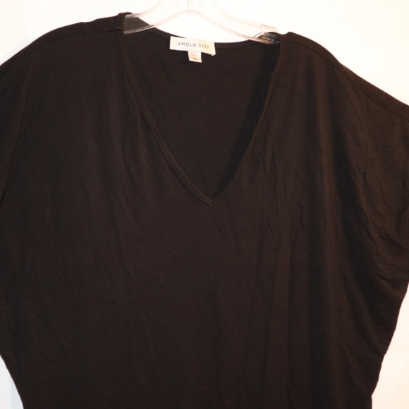 Amour Vert Black Slouchy Top Short Sleeves Top Size One Size - Picture 7 of 8